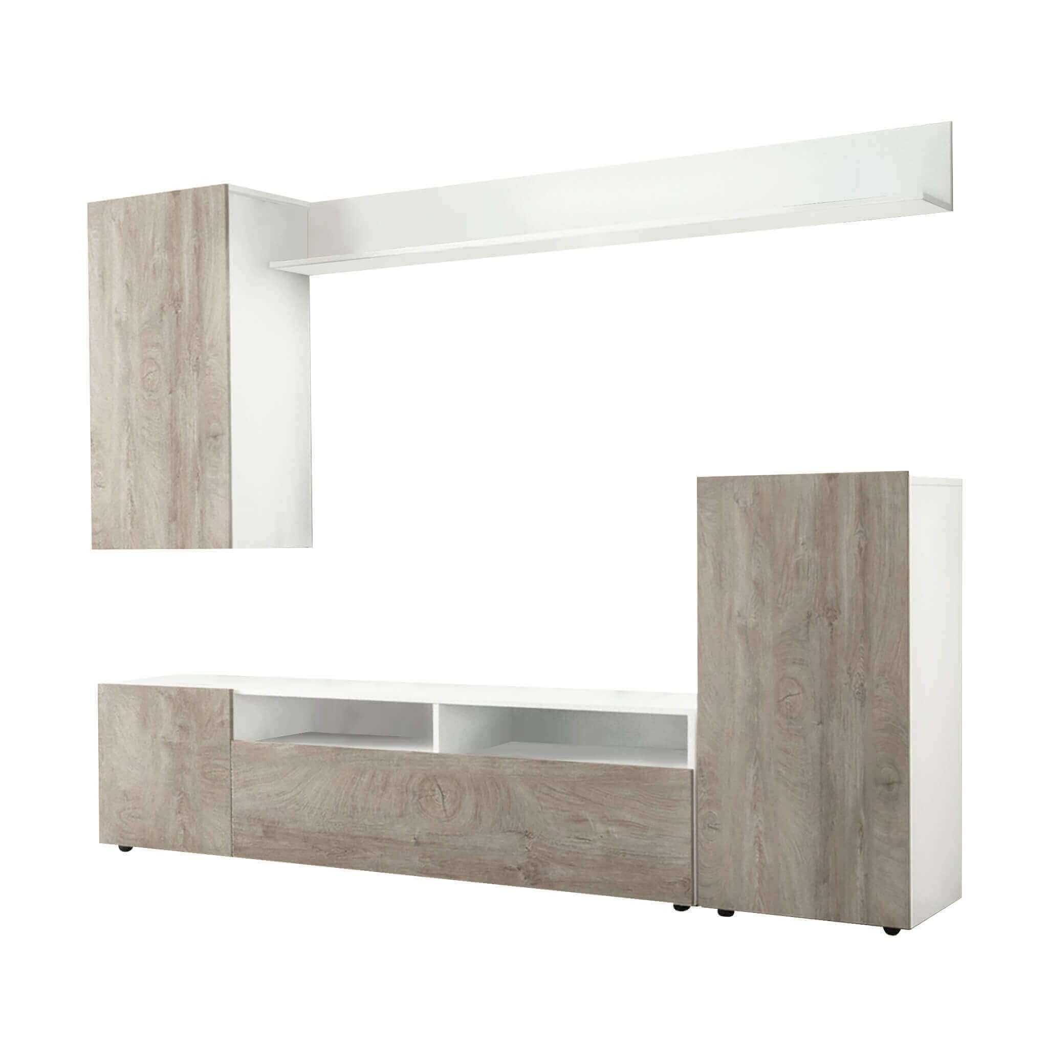 milani home - parete attrezzata porta tv soggiorno moderna di design 207x34x170 h