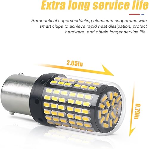 Miniatura 4 de Paquete de 2 bombillas LED de freno 1157, bombilla de repuesto BAY15D de 12 V-24 V para freno de reversa, cola de correr, estacionamiento, universal