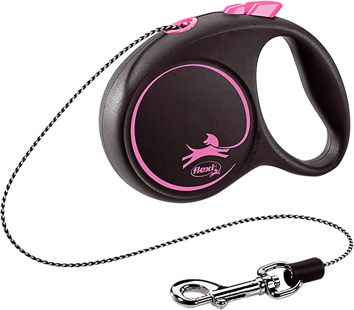 Flexi Black Design Cord Pink Medium 5m Retractable Dog Leash/Lead for Dogs up to 20kgs/44lbs