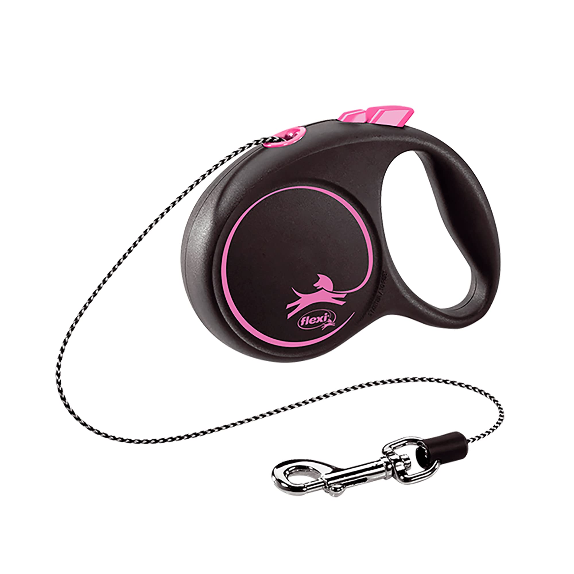flexiBlack Design Cord Pink Extra Small 3m Retractable Dog Leash/Lead for dogs up to 8kgs/18lbs
