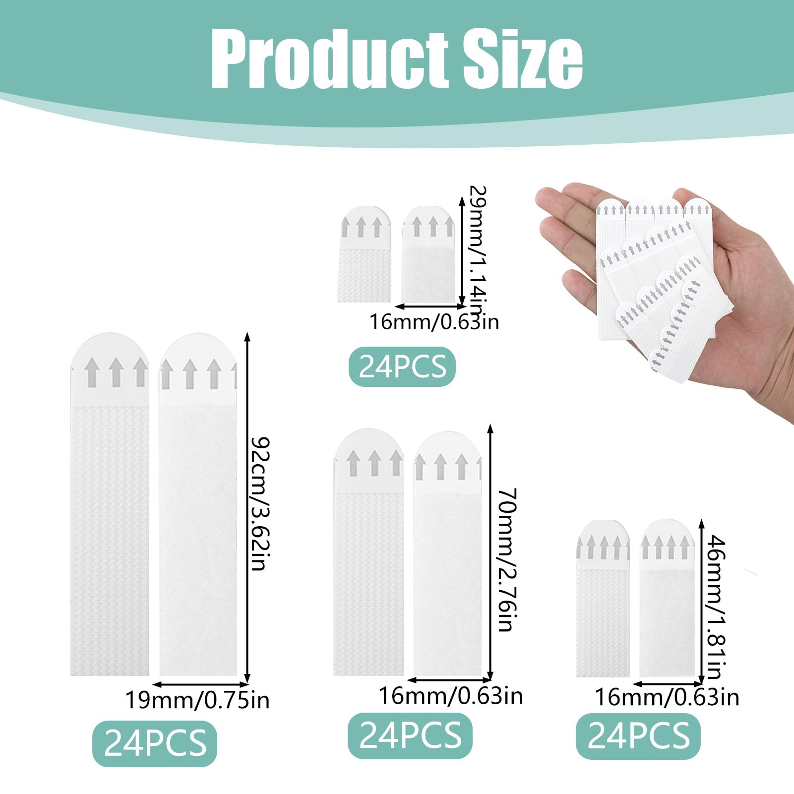 Languettes Accroche Tableau 96PCS 48 Paires Bandes de Suspension Résistantes à l'Eau sans Percer