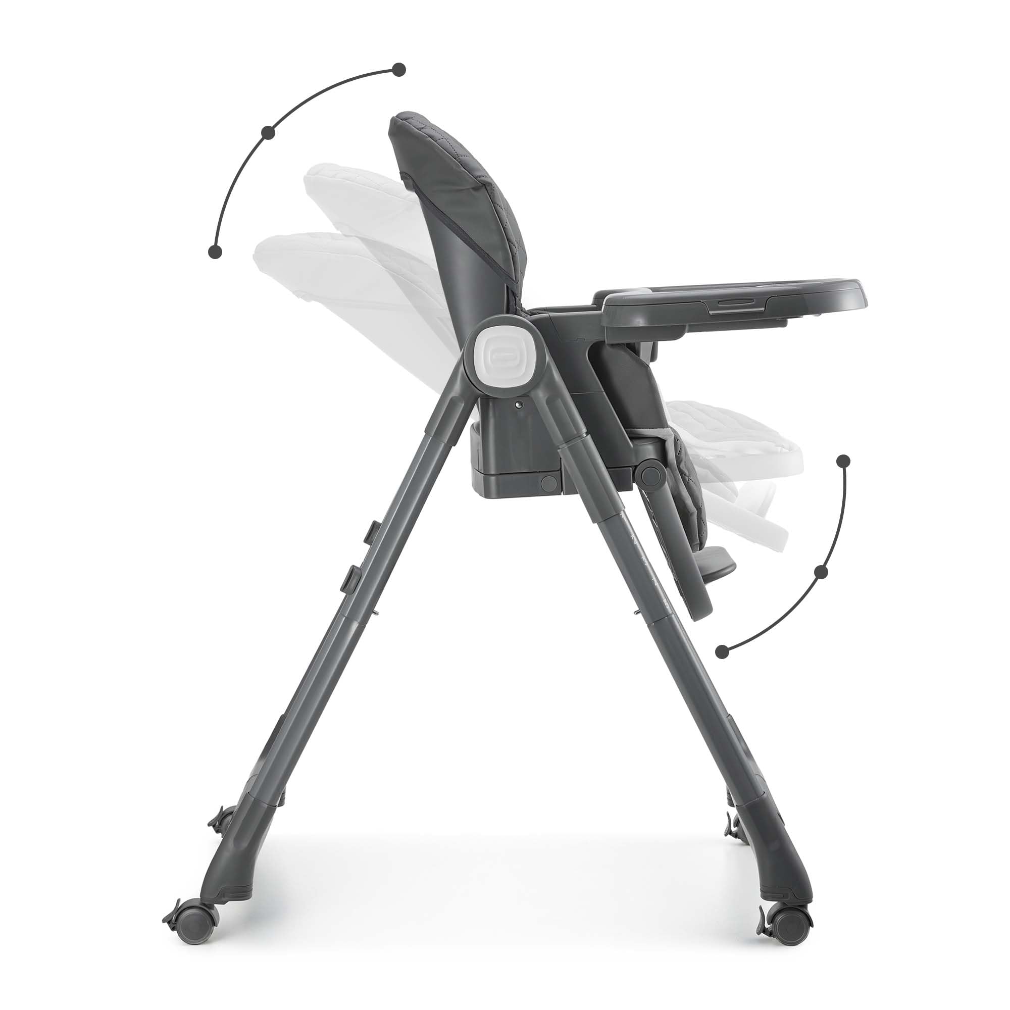 Kinderkraft TULO Chaise haute pour bébé, Ergonomique, Confortable, Pliable, Avec Repose-Pieds Réglable en Hauteur, Double Plateau Amovible Pour les Tout-Petits de 6 mois à 5 ans, Gris