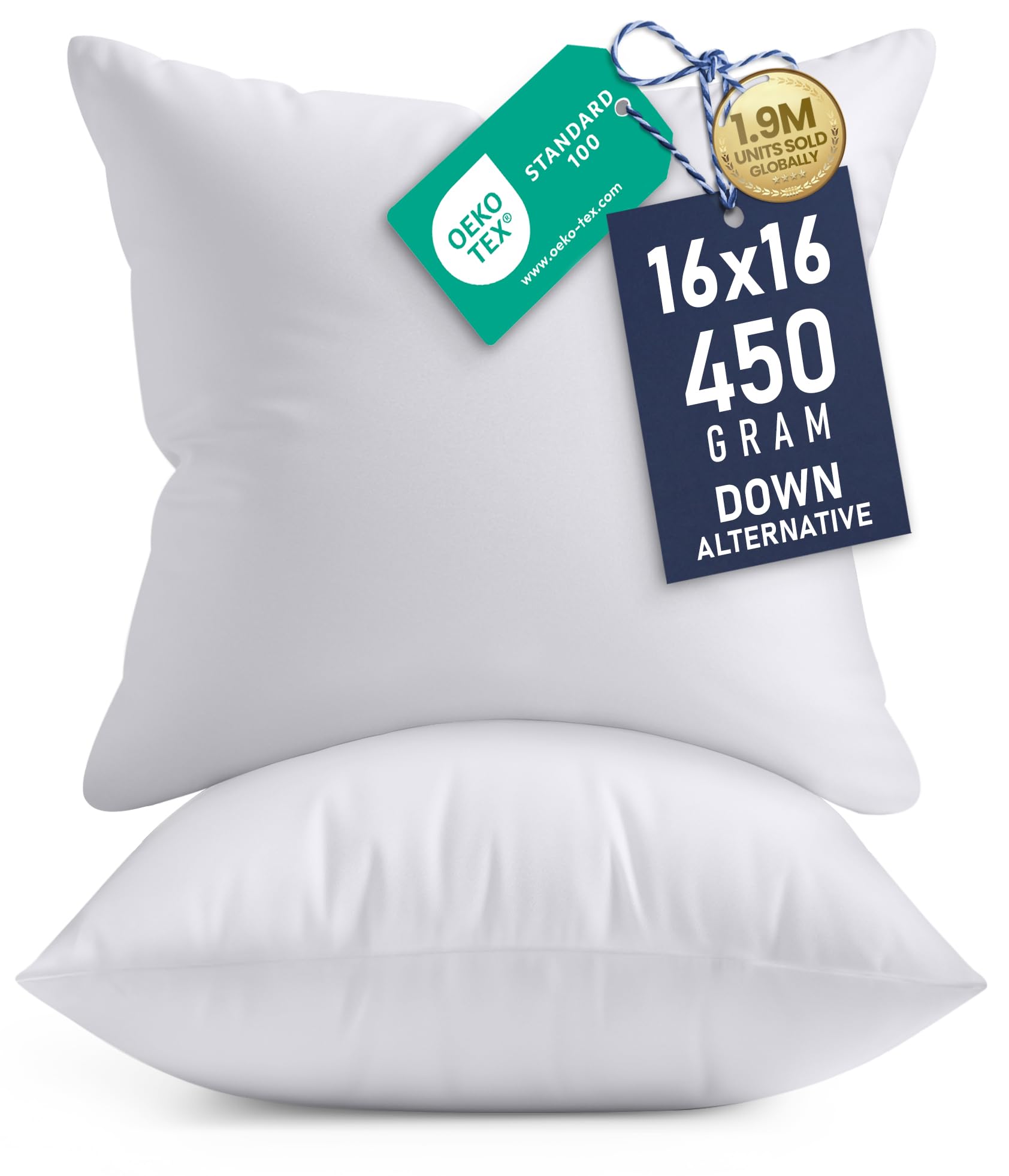 Decorative Pillow Inserts (Pack of 2, White) - Square Pillow 40 x 40 CM White UB1140