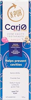 X-PUR CariO Plus Junior Toothpaste - 25% Xylitol Toothpaste - Bubble Gum flavored Sensitive Toothpaste For Kids - 100% Natural toothpaste -Fluoride Free Toothpaste For Sensitive Tooth, Dry Mouth, Cavities