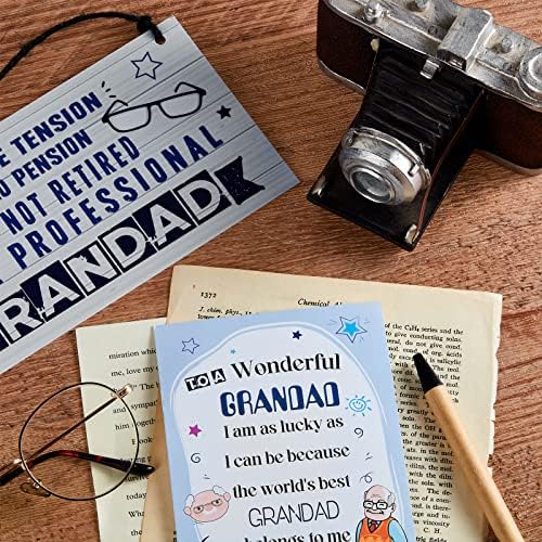 Grandad Gifts Set Includes Grandad Plaque Gifts Hanging Plaque and Best Grandad Greeting Card with Envelope for Retirement Christmas Birthday Father's Day Presents