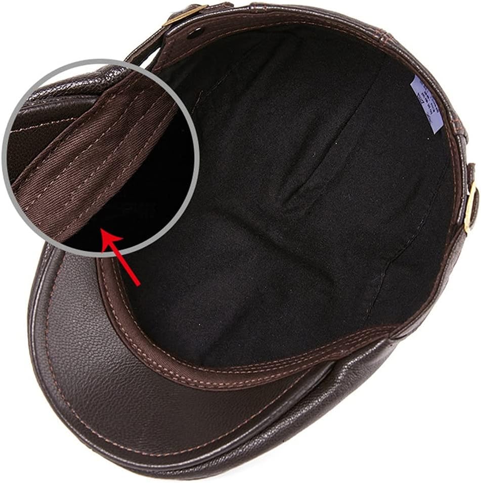 Berets for Men Leather Flat Caps Male Adjustable Ivy Cap Zipper