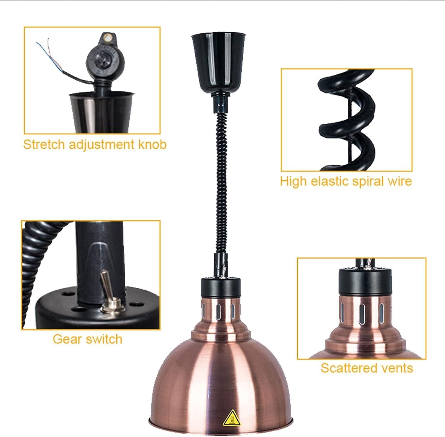 Las lámparas Colgantes calientaplatos for bufés se utilizan for Mantener los Platos Calientes. Equipos de Cocina comerciales.(B)