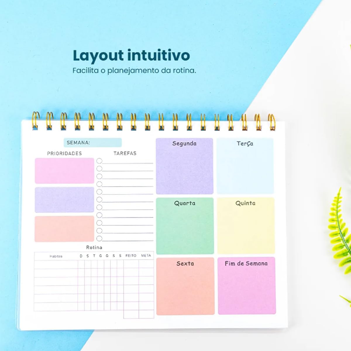Planner Planejamento Semanal com 50 Folhas - Capa de Acetato e aramado - Anotações, Tarefas, Prioridades e Rotina.