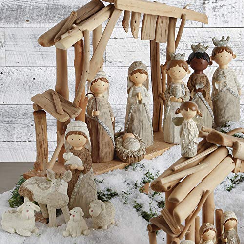 11-piece Faux Knit Style Holy Family Christmas Nativity Manger Set, 8.5 Inches - Thumbnail 2