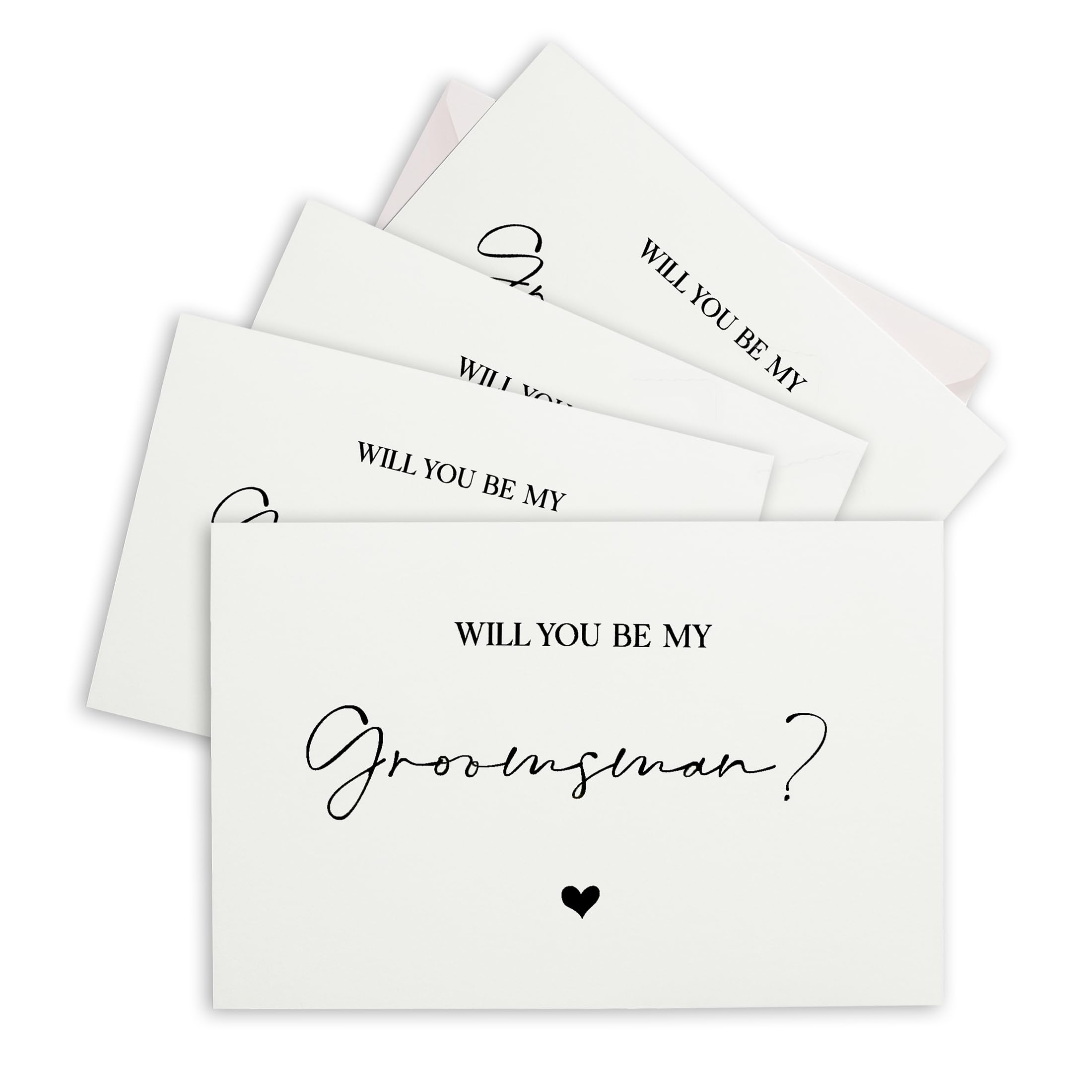 Pink Positive Will You Be My Groomsman Card with Envelope Set of 4 Cards - A6 White Card Stag Do Groomsman Proposal (Groomsman)