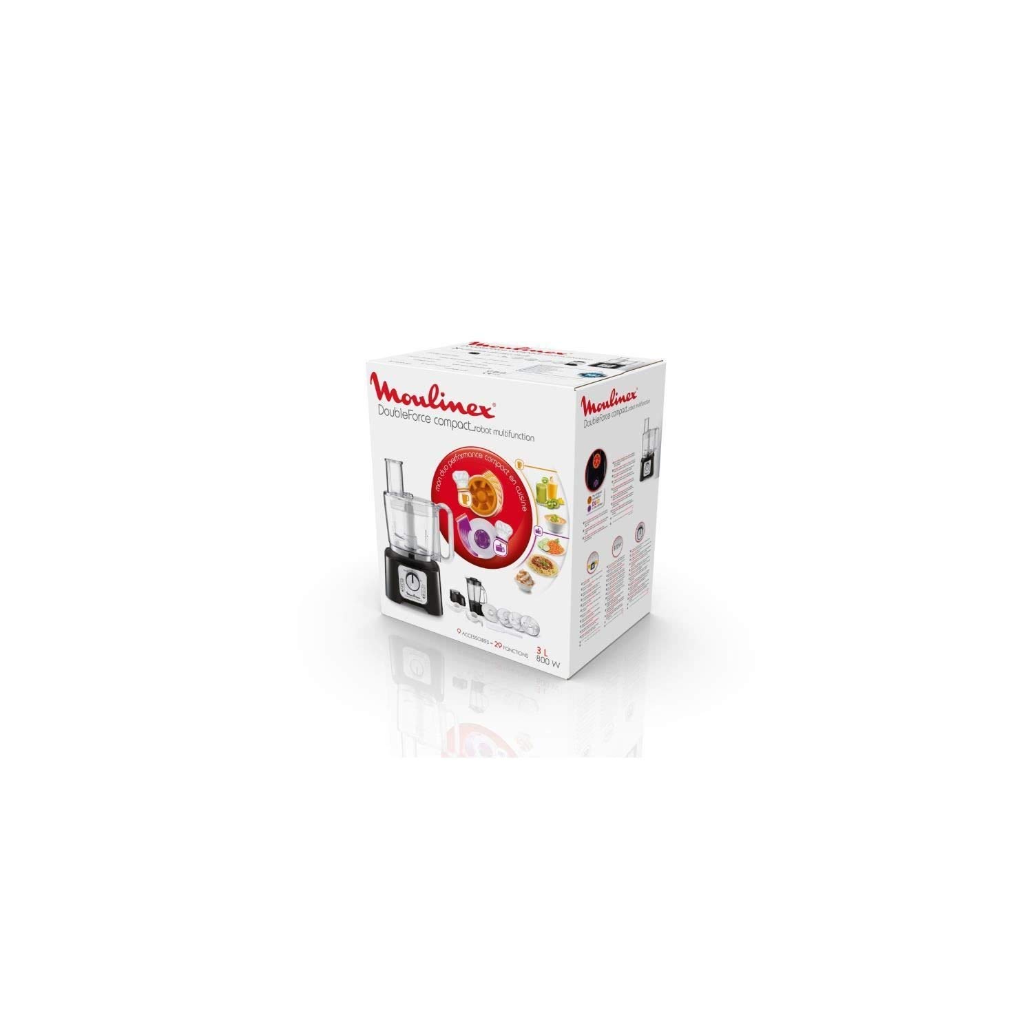 Moulinex Robot multifonction Accessoires Double Force Compact wielofunkcyjny robot kuchenny + 9 akcesoriów FP546811, stal nierdzewna 18/1337, czarny i ciemnoszary