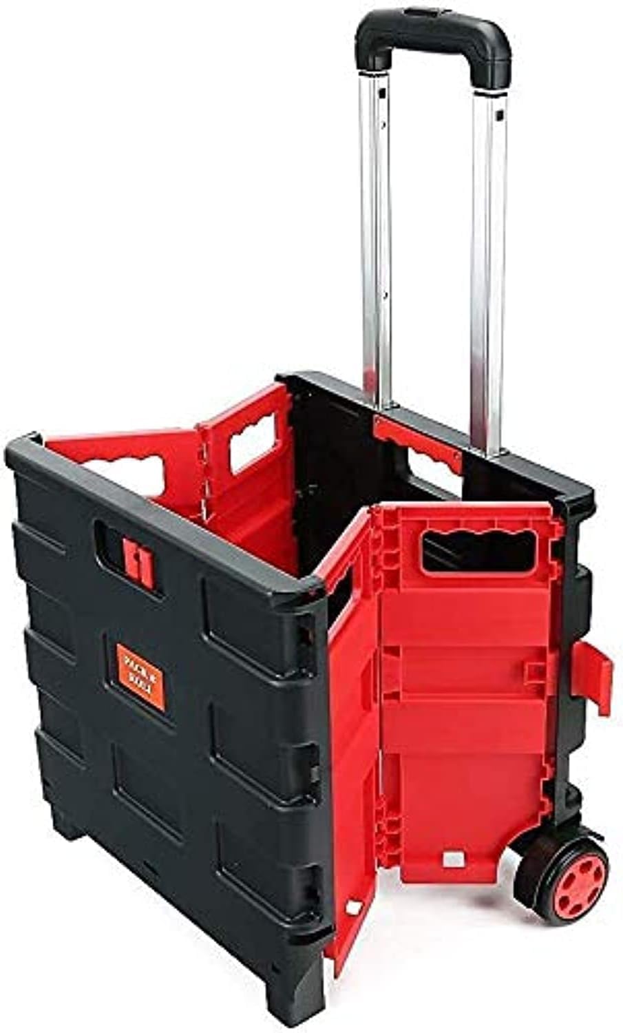 25kg Foldable Shopping Trolley Storage Boot Cart Box Black/Red