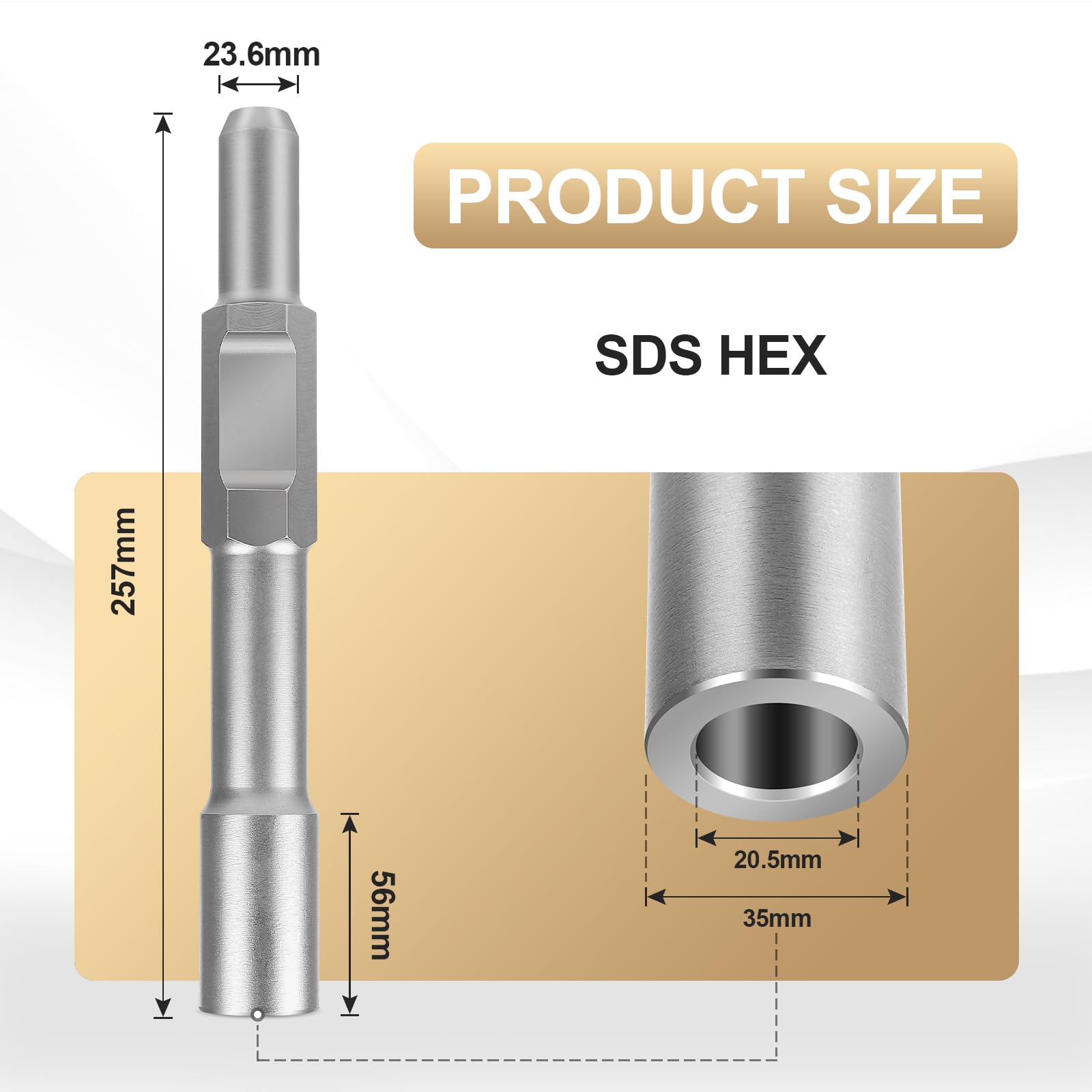 Cincel para Colocación de Picas de Toma a Tierra SDS HEX Ø Interior 20,5mm x Ø Exterior 32mm x 257mm