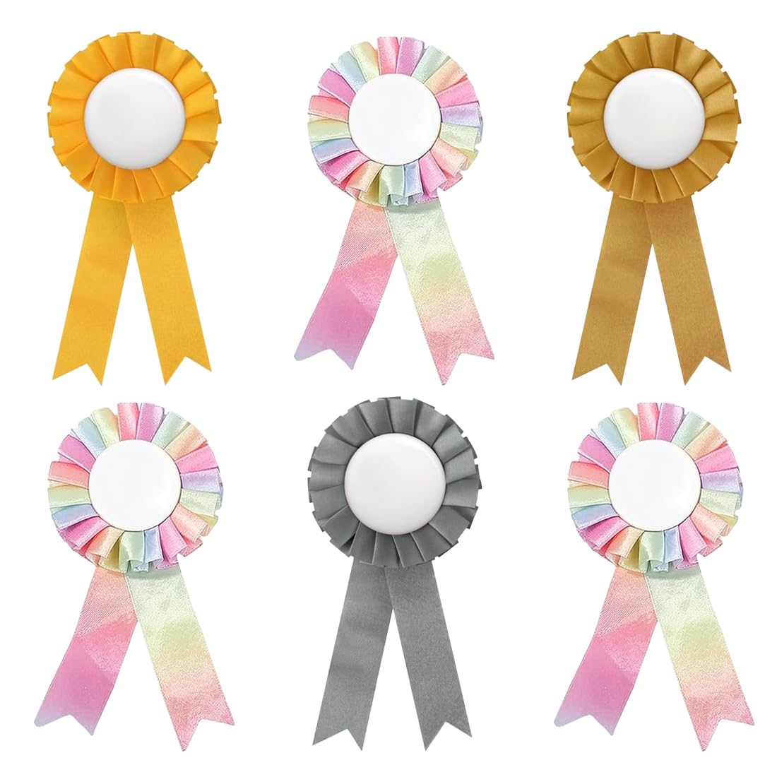 6 PCS Accessori Hobby Horse, Rosette per Cavallo Vincitore, Nastri Decorativi per Cavallo a Dondolo (Oro, Argento, Arcobaleno, Rame)