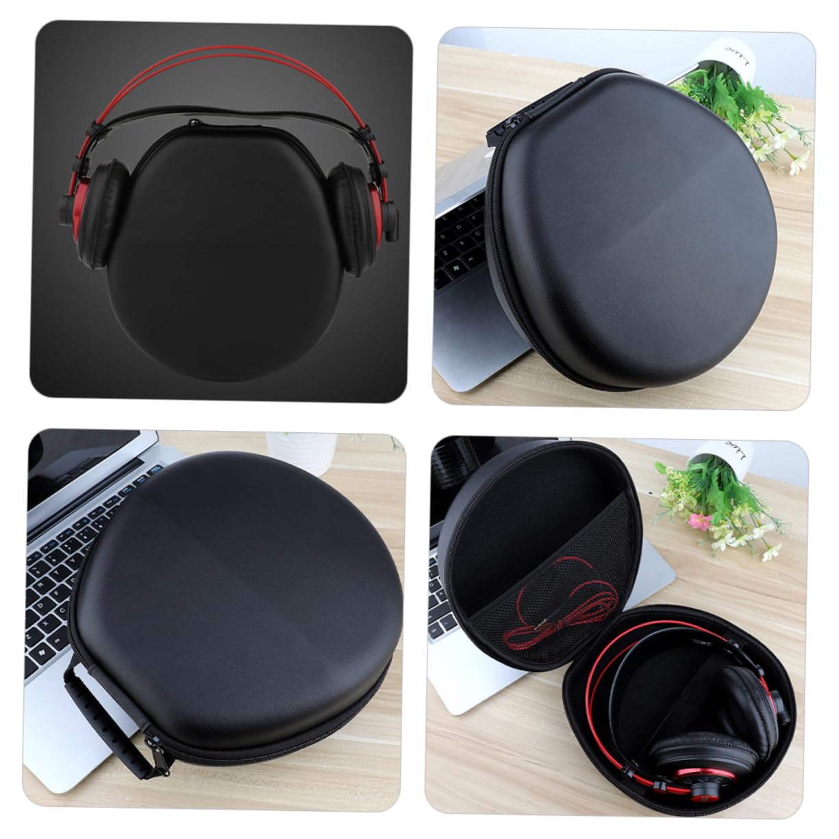NUOBESTY Custodia Per Auricolari Portatili in Pu e Durevole Cerniera Per Evitare Cadute Per Riporre Cuffie e Accessori Elettronici Leggera e Trasportare
