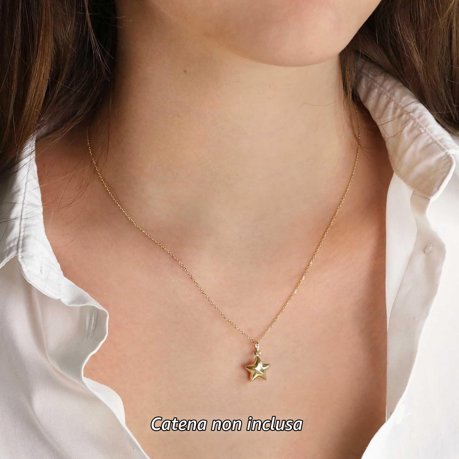 forme di Lucchetta Stella in Oro Giallo 14K - Ciondolo Pendente per Donna