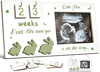 Ultrasound Picture Frames, Sonogram Picture Frame with Countdown Calendar Baby Announcement Congratulations Pregnancy Gifts for Expecting Parents Best Gifts for Expecting Mom Gender Reveal Gifts（Green）