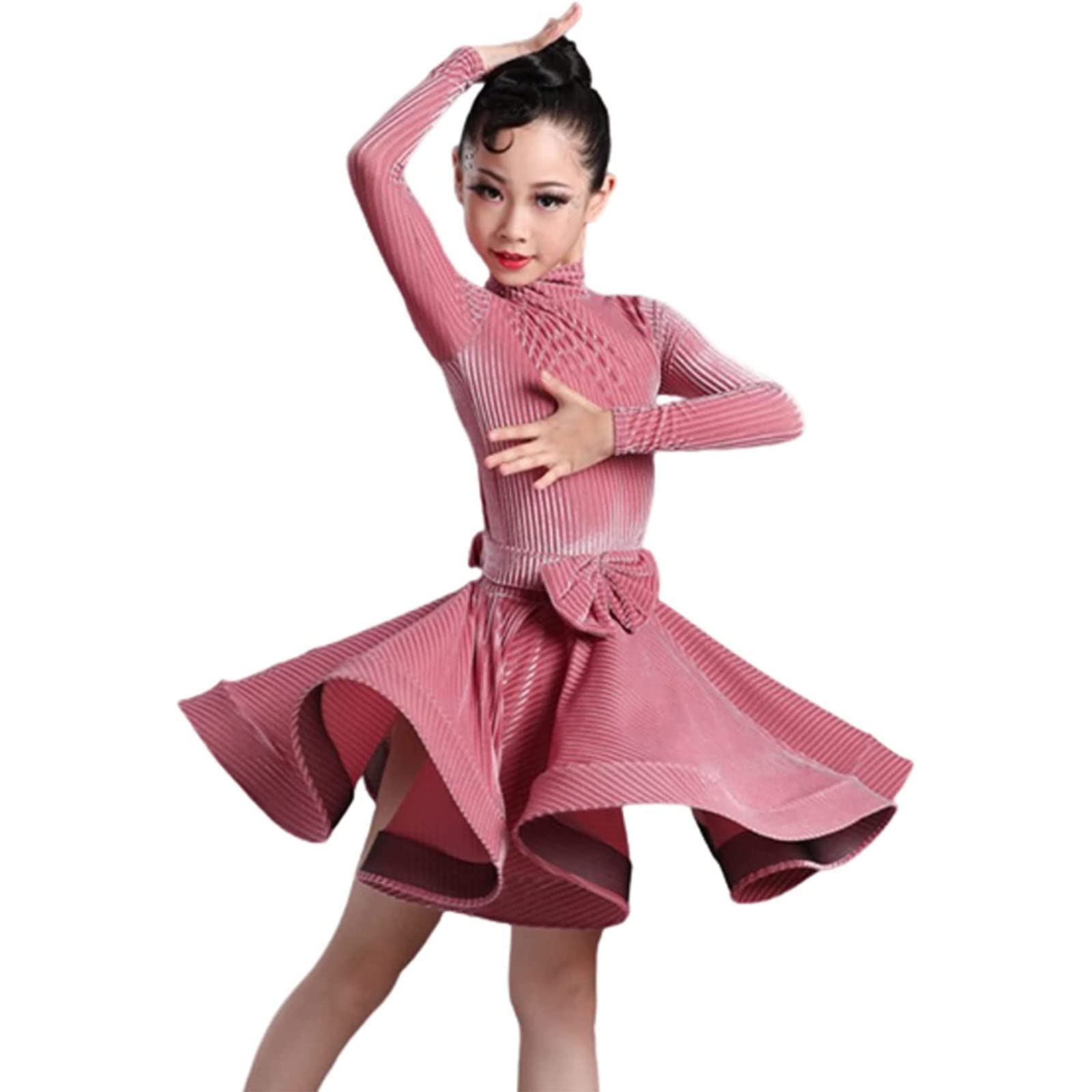 Wnrll Girls B ' Latin Dresses Dance Dress Rumba Samba Cha Cha Tango Skirt Salsa Competition Party Dresses,,150