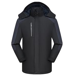bmkBWO Mens Oversized Winter Coats Warm Waterproof Ski Jacket Windproof Snow Coat Windbreaker Hooded Raincoat