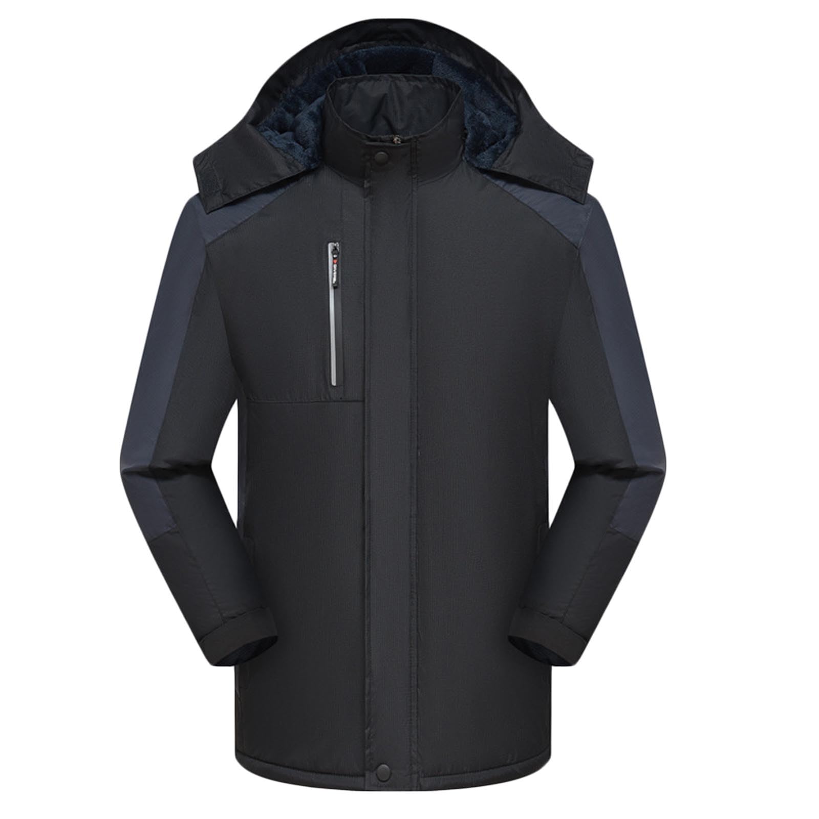 bmkBWO Mens Oversized Winter Coats Warm Waterproof Ski Jacket Windproof Snow Coat Windbreaker Hooded Raincoat