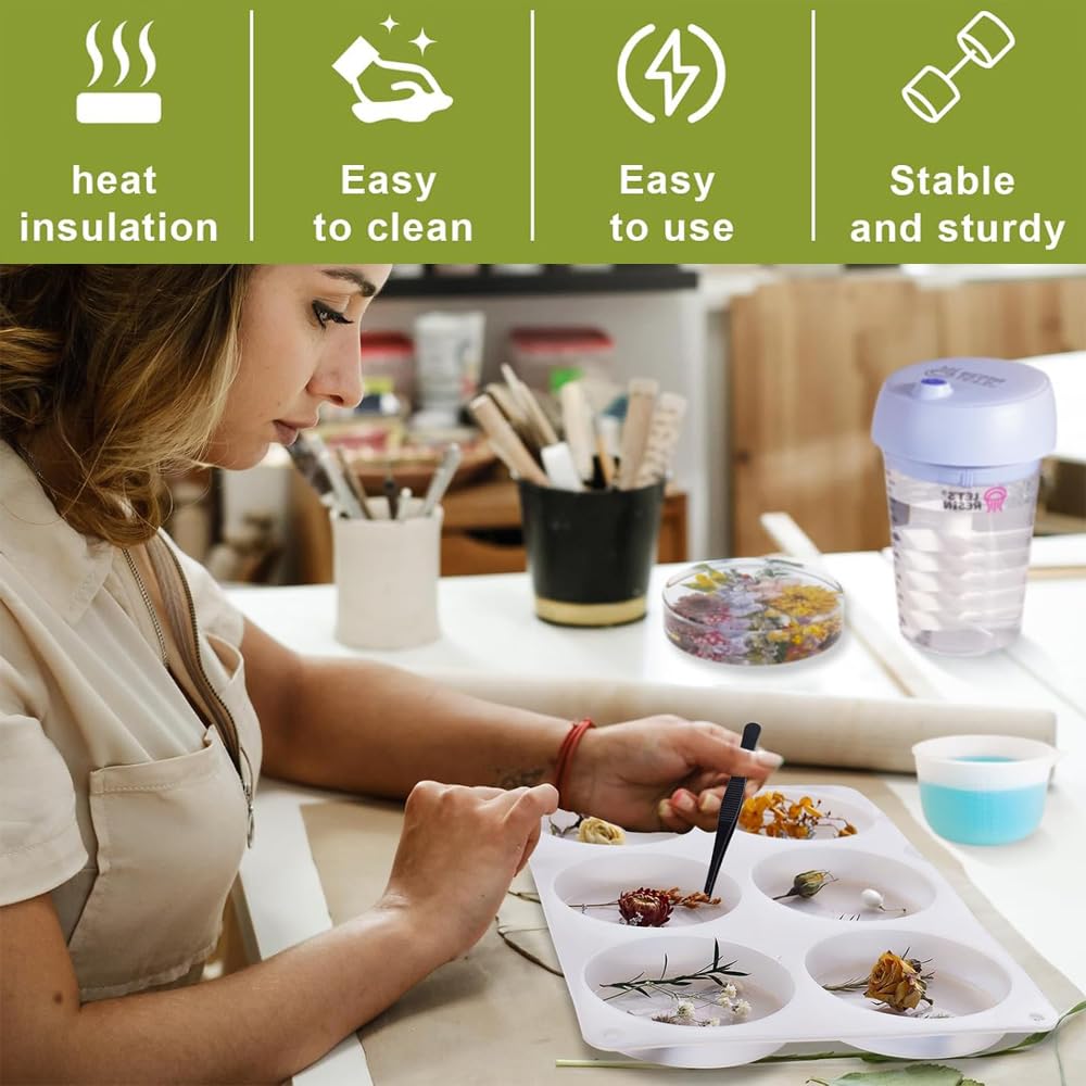 Moules en Résine Grands Moules en Silicone à 6 Cavités Moules Ronds en Silicone pour Dessous de Verre en Résine, Résine époxy, Décoration de la Maison