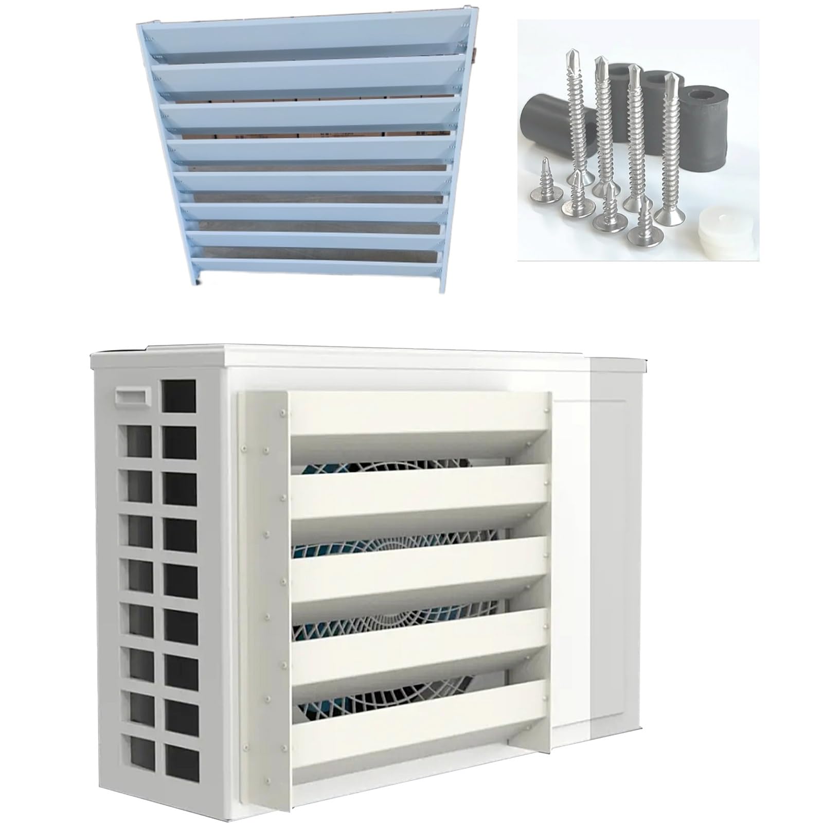 QYMYOZ Outdoor Air Conditioner Cover - Mini Split AC Airflow Deflector, Adjusts Wind Direction for Window Units (45x45cm/18x18in) - Enhance Cooling Efficiency