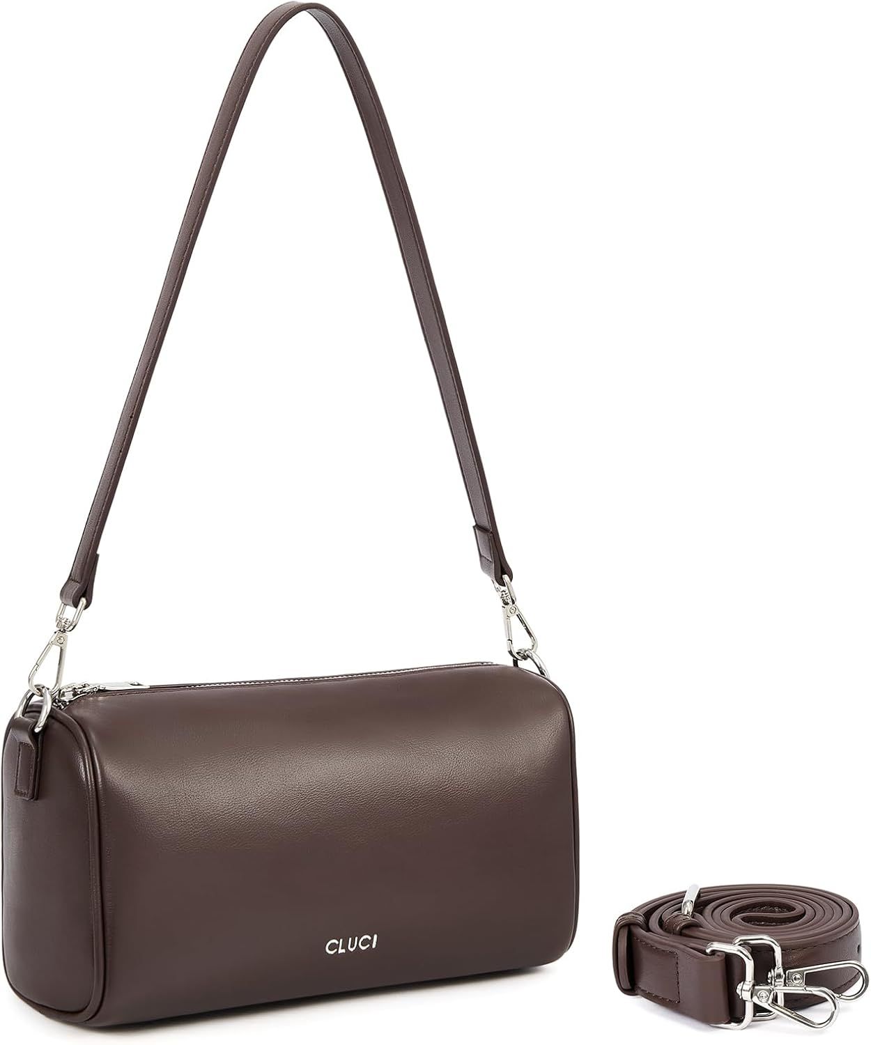 CLUCI Crossbody Purses for Women,Minimalist Barrel Purse,Designer Barrel Bag with 2 Detachable Straps - Image 8