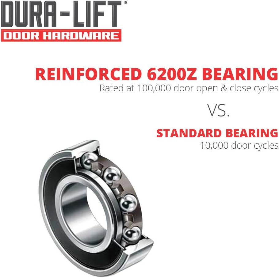 DURA-LIFT Ultra-Life 2" Reinforced 6200Z Bearing Nylon Garage Door Roller and 4" Stem (10 Pack) : Tools & Home Improvement
