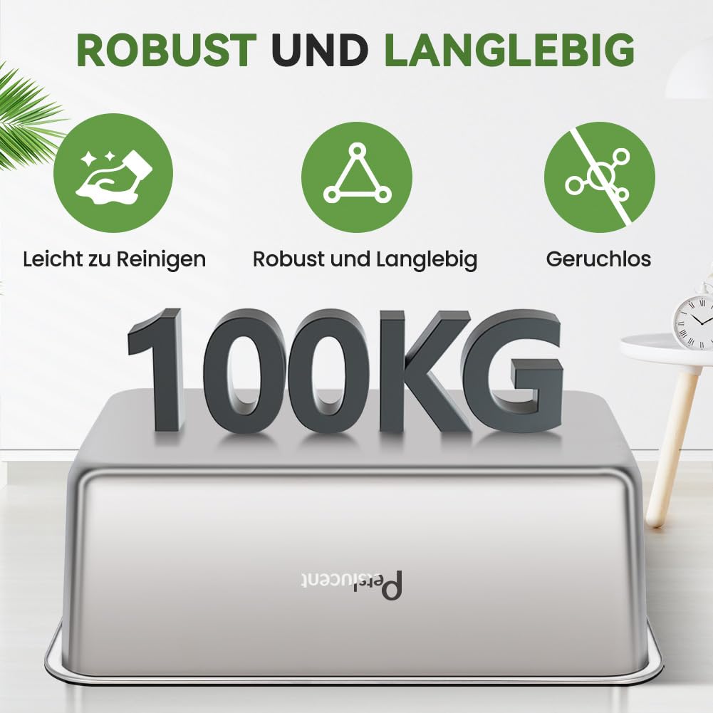Lettiera per gatti in acciaio inox: contenitore extra large in metallo, facile da pulire, con lato alto, per gatti e conigli, antiaderente e anti perdite