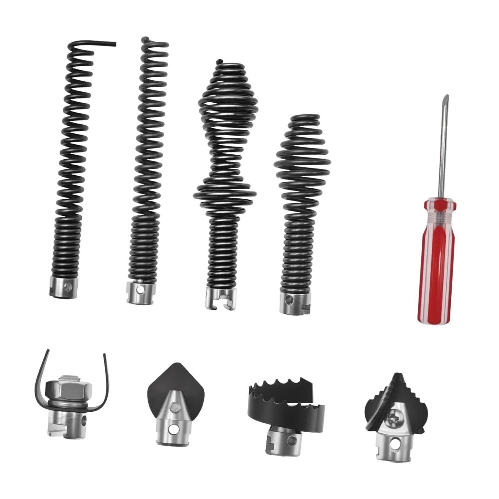 Juego cabezales corte combinados para limpiador desagües, accesorio taladro para desatascador tuberías, para máquina dragado, Juego de 9