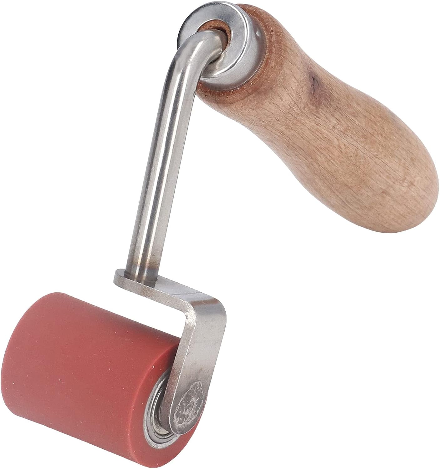 Silicone Seam Roller, Hand Roller for PVC TPO EPDM Roofing and Decking, 1.7in Wide with Ergonomic Wooden Handle and Double Direction Bearing for Smooth Seaming