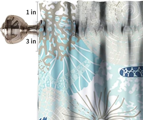 Miniatura 5 de Cortina de cenefa temática de playa con bolsillo para barra, diseño de concha de mar de playa, diseño de conchas de mar, tela para cocina,