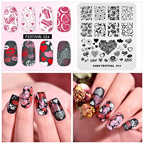 Kads Nail Art Image Stamping Plates Valentine's Day Love Heart Diy Manicure Template Image Plate For Nail (Fe014) #TOP3