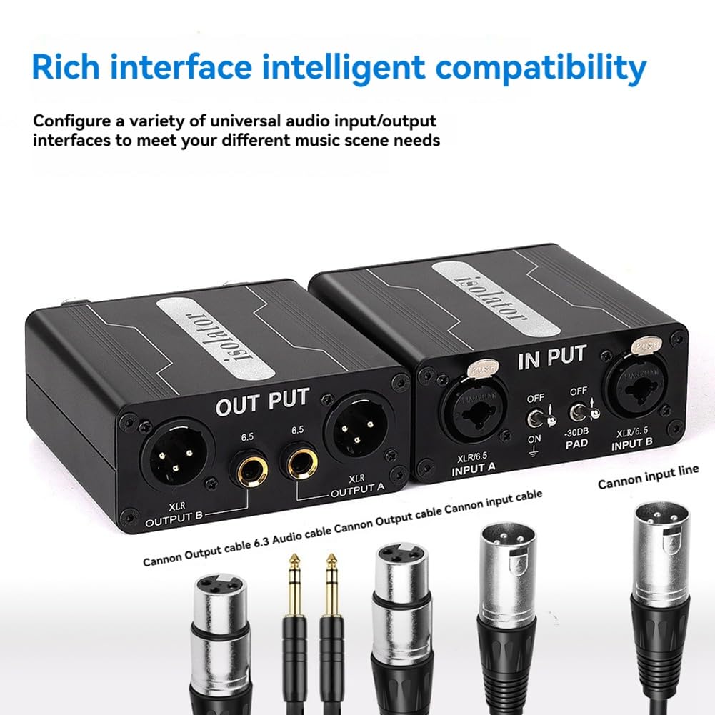 Mezclador XLR de Dos Canales 6.5, Aislador de Audio, Mezclador de Ruido de Sonido Actual, Micrófono, Filtro de Común.