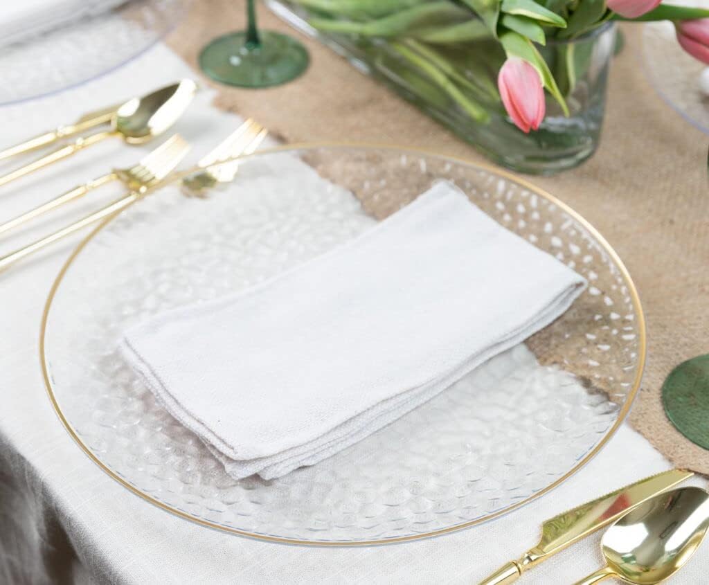 Clear/Gold Rim Hammered Chargers - 13" - Case Pack of 48 - For Weddings, Parties & Events