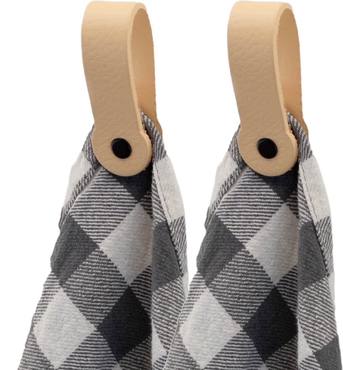 Brute Strength Natural - Magnetic Towel Holder Leather - 2 Pcs - For Kitchen, Bathroom, Bath, Hook