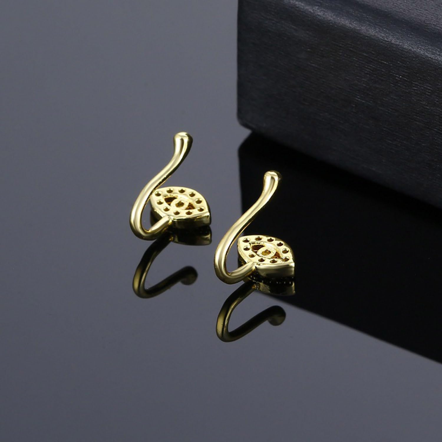 Evil Eye Fake Nose Ring Gold CZ Diamond Septum Nose Ring Cute Faux Nose Cuff Hypoallergenic Surgical Steel Nose Ring Stud Devil Eye Halloween Nose Ring Body Jewelry for Women