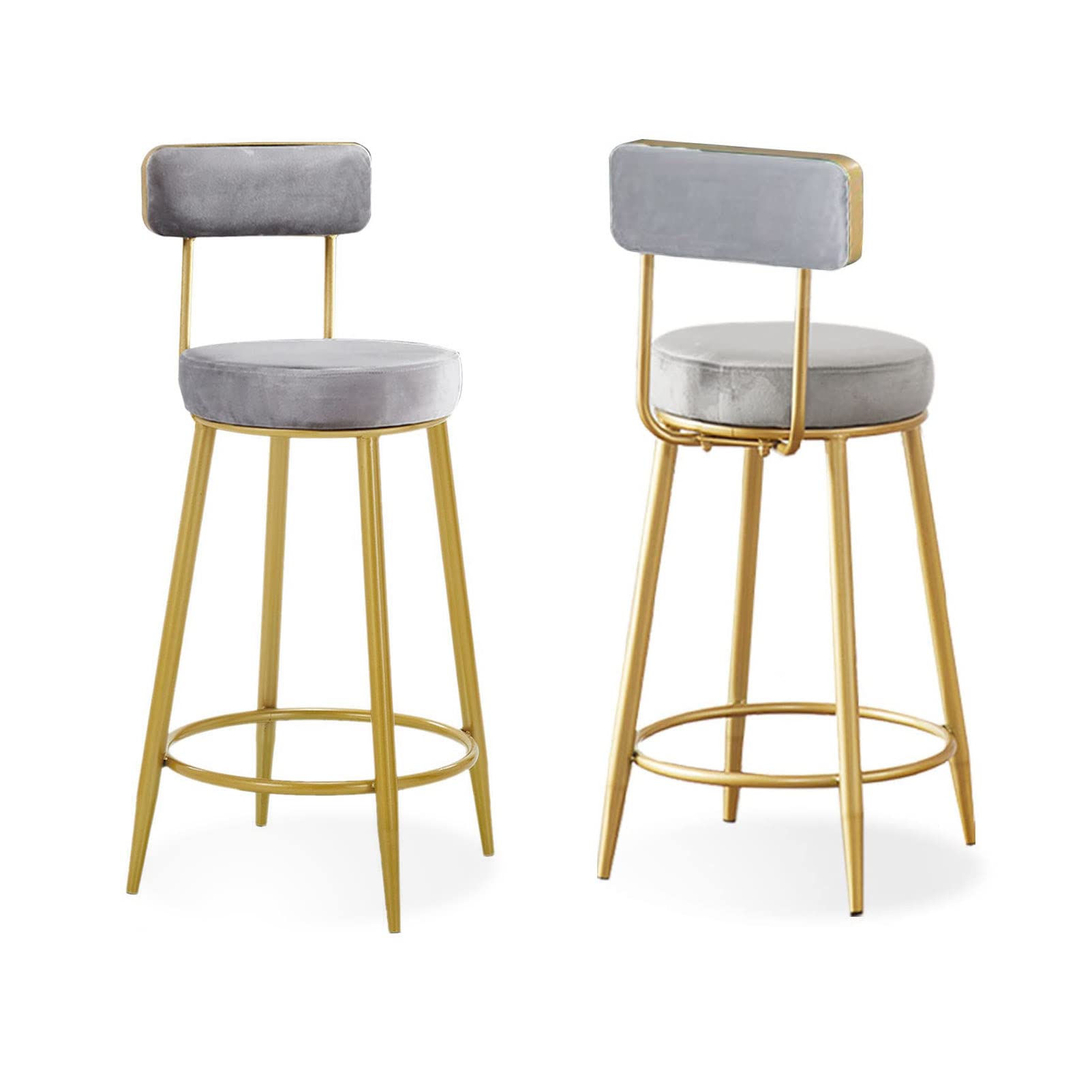 Tabouret de bar velours 66 cm dossier confort contre le mal de dos
