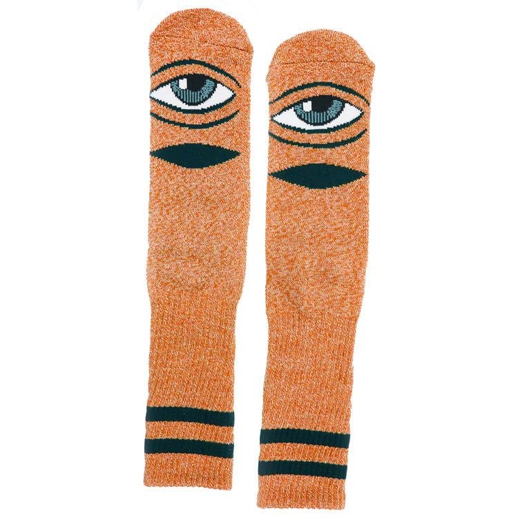 Orange Heather Crew Socks with Skate Graphic by TOY MACHINE