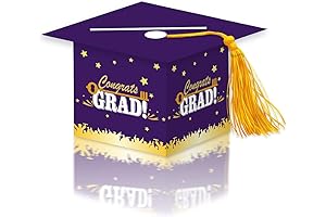 Purple Graduation Party Card Box 2023 with Gold Tassel and Cap