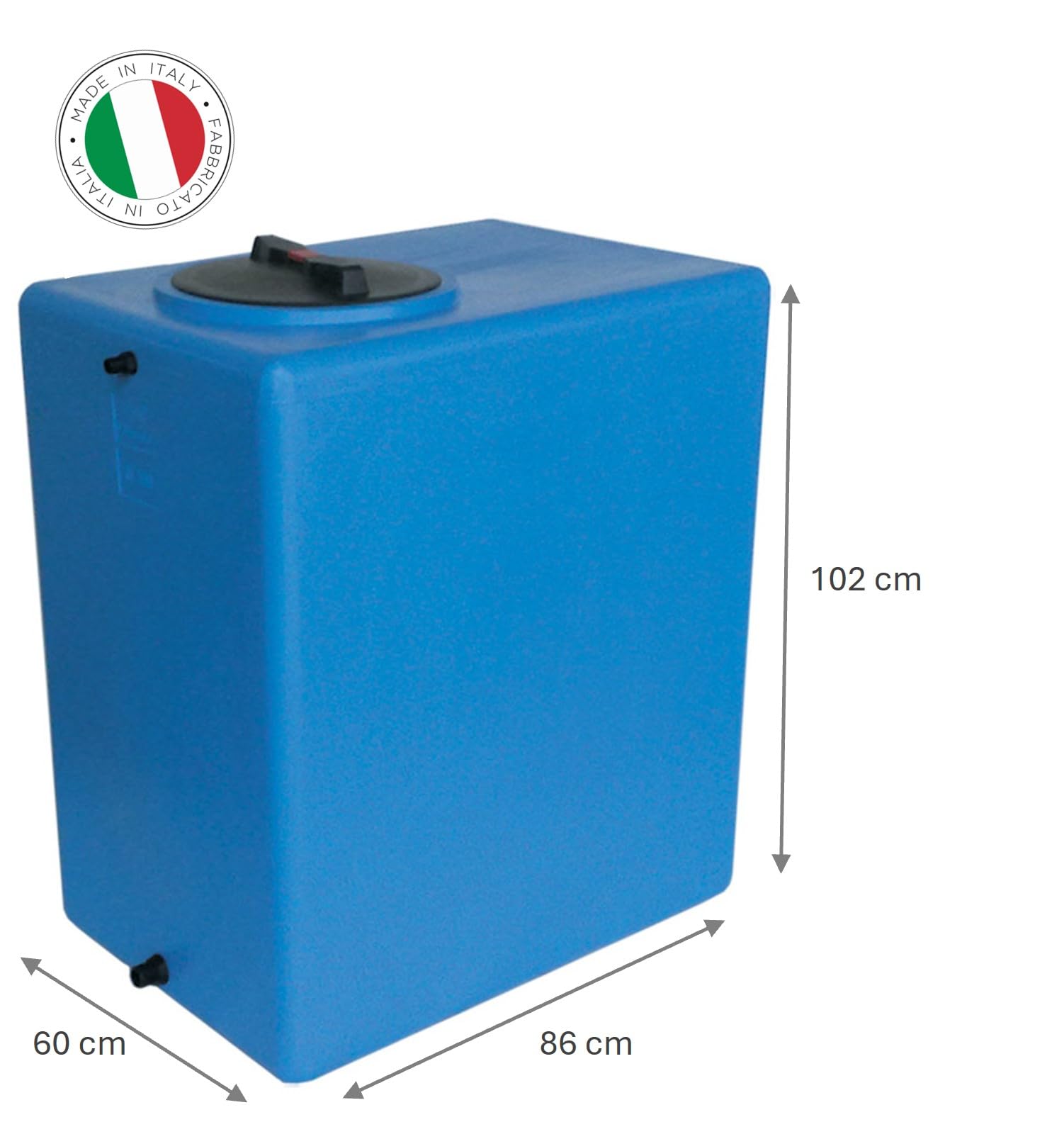 Serbatoio Polietilene per acqua Parallelepipedo Rettangolare Alto mod. 500 litri Made in Italy