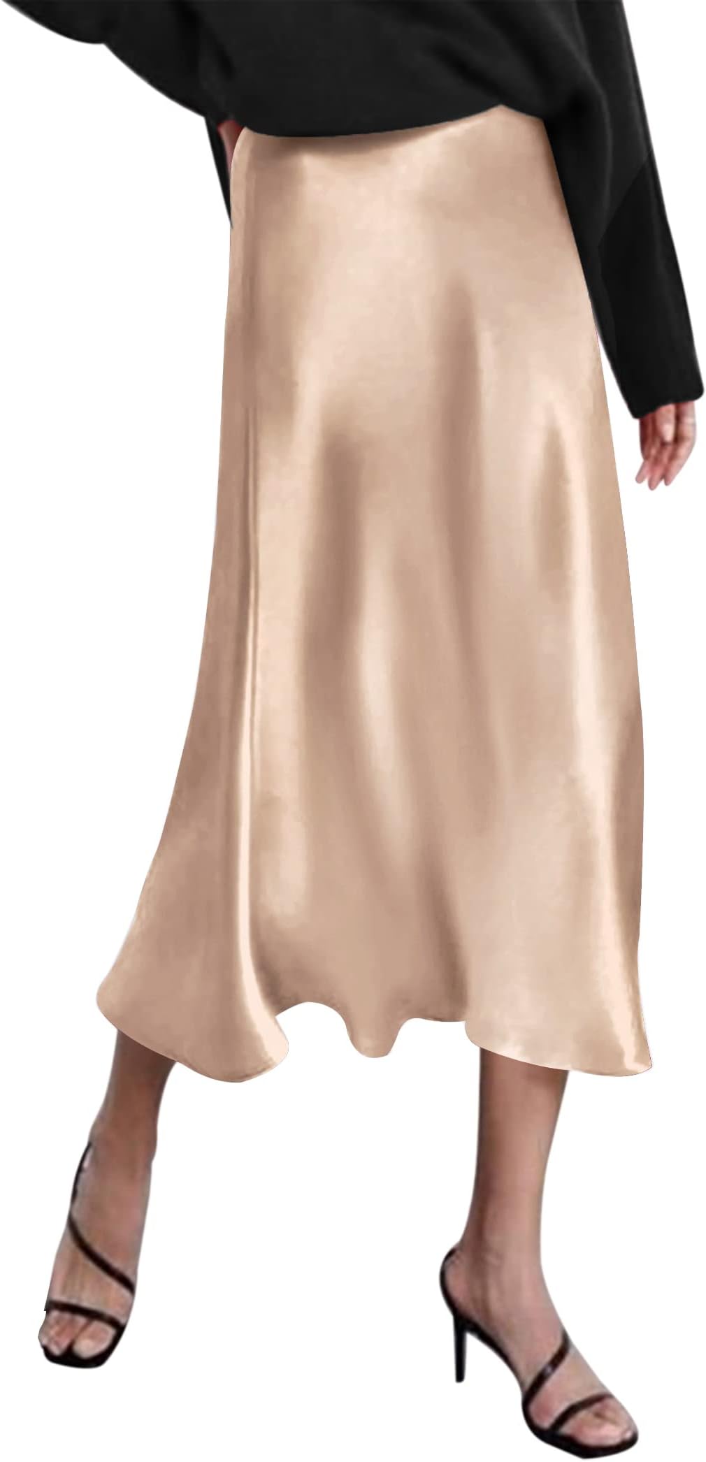 Skirts for Women High Waist Skirt Elegant Midi Skirt Satin