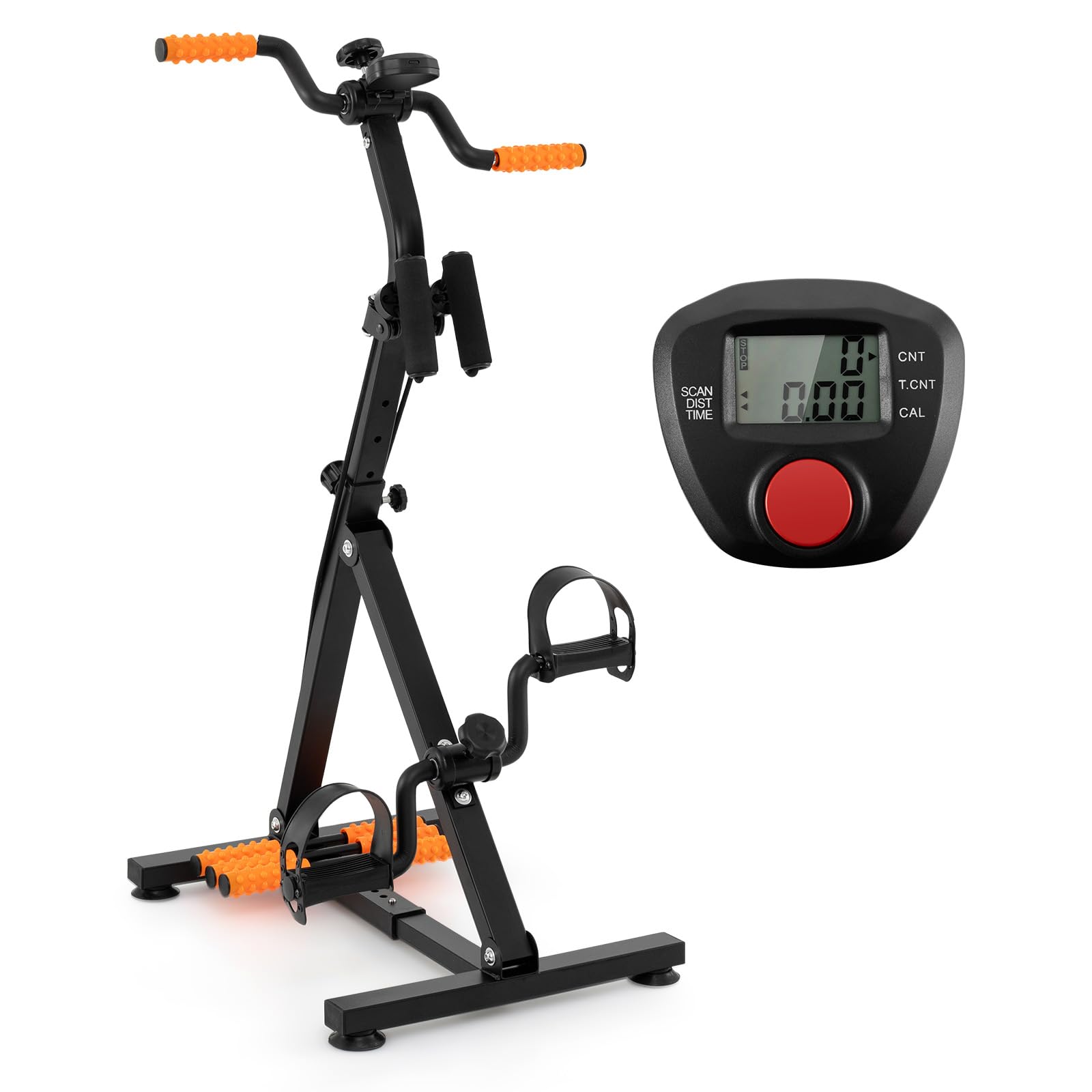 Goplus Pedal Exercise Bike for Seniors, Adjustable Hand Arm Leg Knee Exercise Equipment w/LCD Monitor, Resistance Band, Foot Massage Roller, Recovery Physical Therapy Home Pedal Exerciser for Elderly : Sports