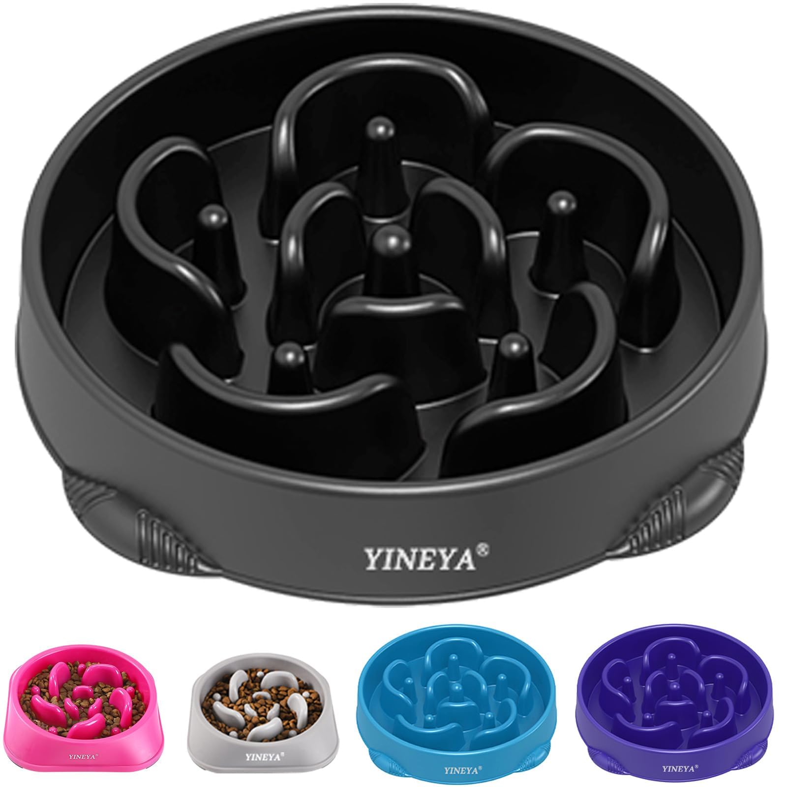 YINEYA 4 Cups Slow Feeder Dog Bowls Large Breed, Anti-Choking Pet Supplies, Maze Dog Food Bowl, Puzzle Feeder That Slow Down Eating