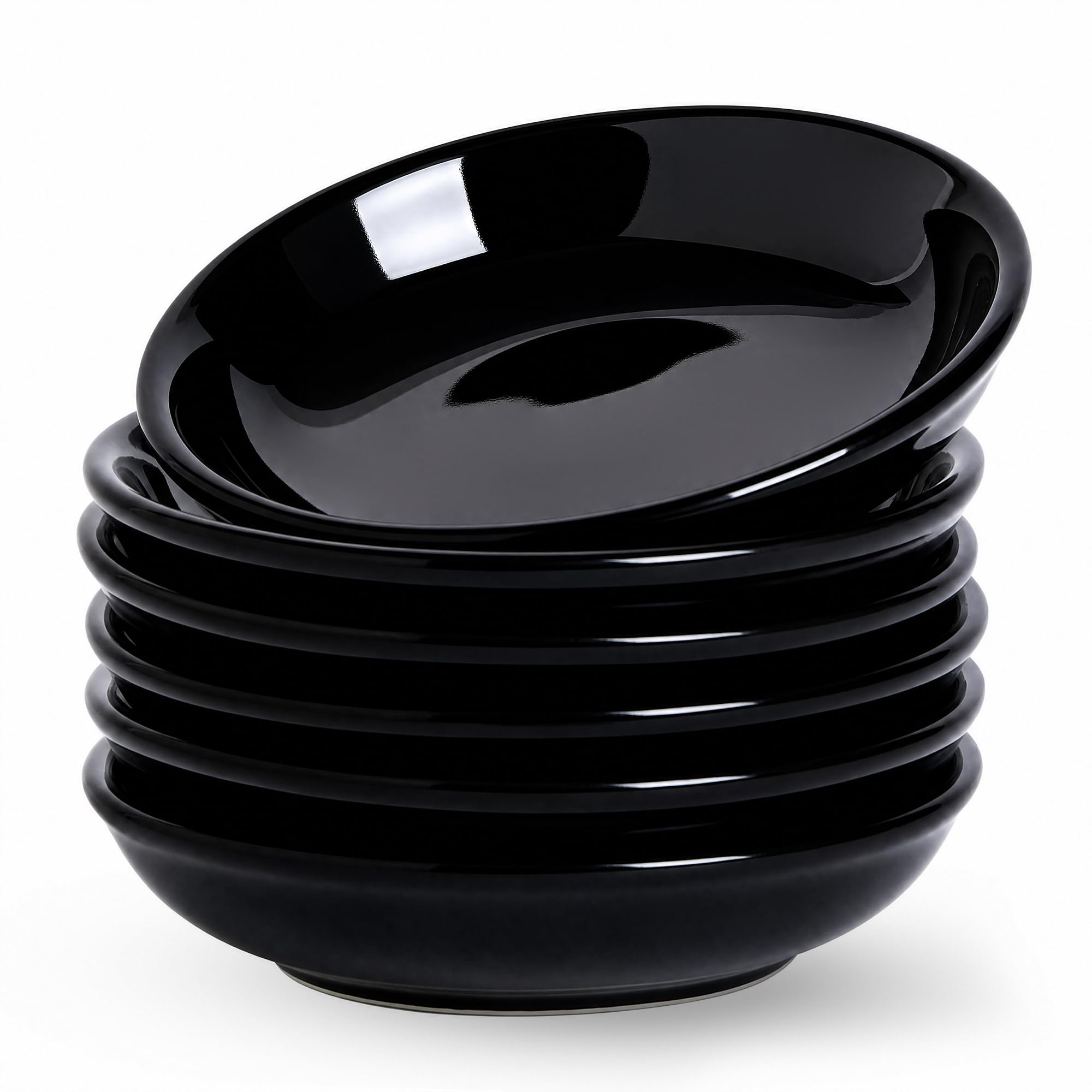 Ceramic Dipping Bowls,4'' Side Dishes Soy Sauce Dish for Sushi Dip,Snack,3 Oz Small Black Pinch Bowl for Kitchen Prep - Set of 6 (4 inch) — image 1