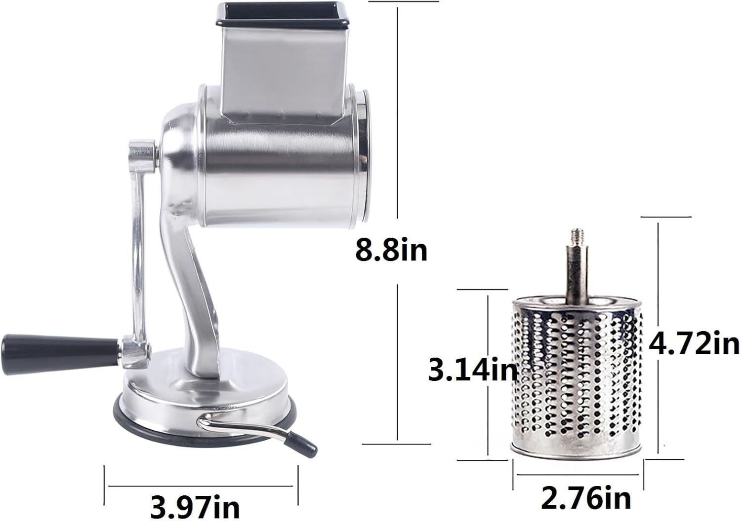 Upgrade Stainless Steel Rotary Vegetable Cheese Grater Potato Slicer with 5 Blades, Dishwasher Safe