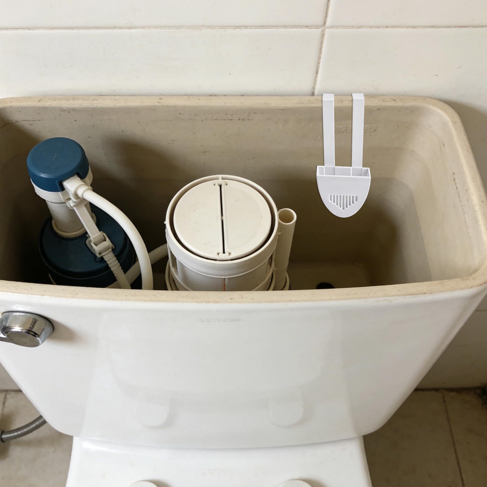 Zbiornik Toaletowy Czyszczenie Tabletka Uchwyt, 17,8x7,5cm Biały Plastik Wiszący Czyszczenie Tabletka Kuferek Wsporniki Pasuje Większość Standardowy Zbiorniki Toaletowy Łatwy Montować