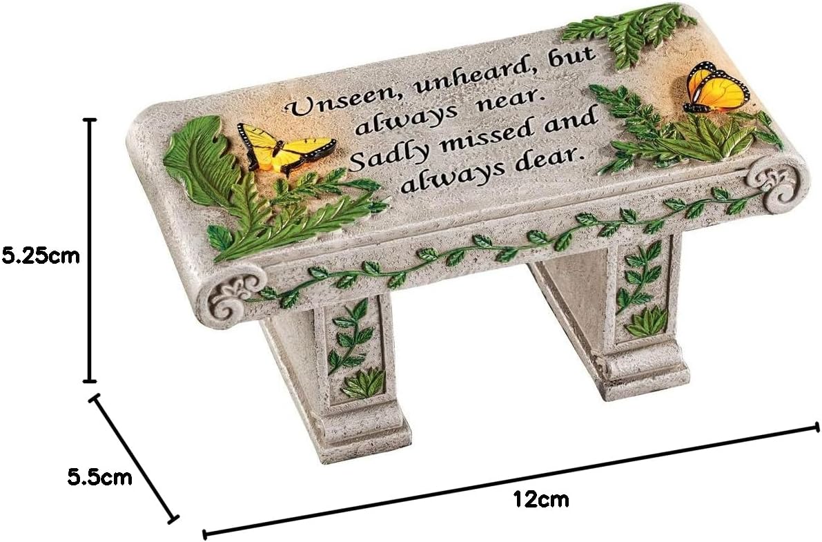 Collections Etc Solar Powered LED Outdoor Garden Memorial Bench with Heartwarming Inscription - Perfect Faux Stone Plaque Statue to Remember Loved Ones 12" L x 5 1/2" W x 5 1/4" H