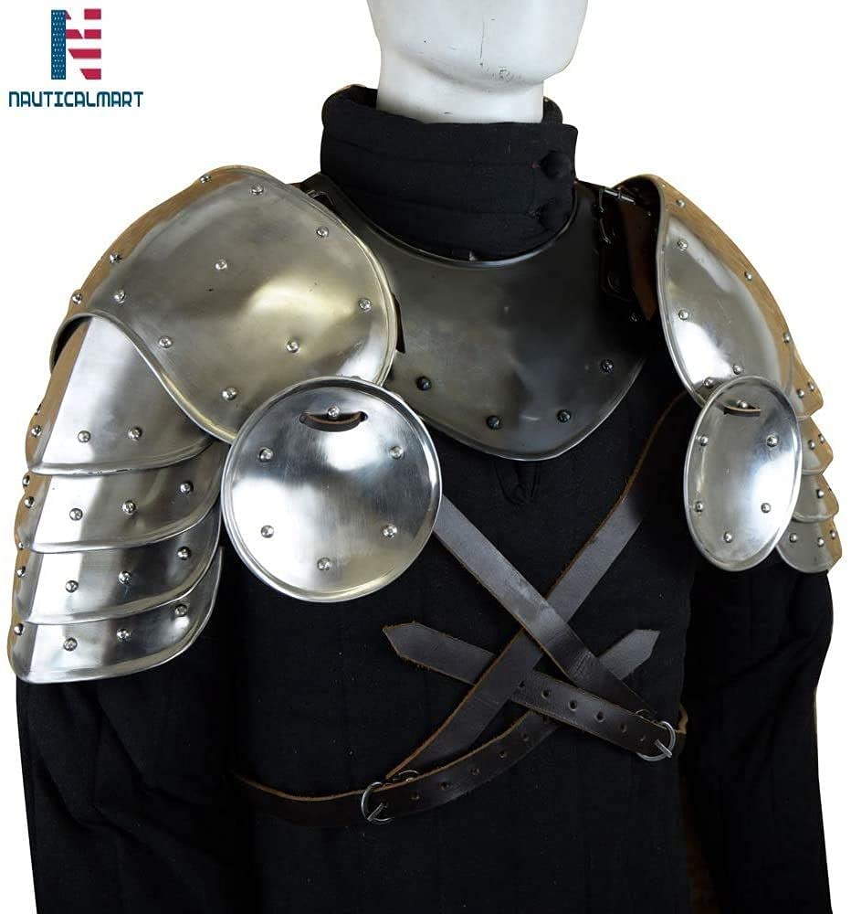 NauticalMart Medieval LARP Reenactment Steel Pauldrons – 18 Gauge
