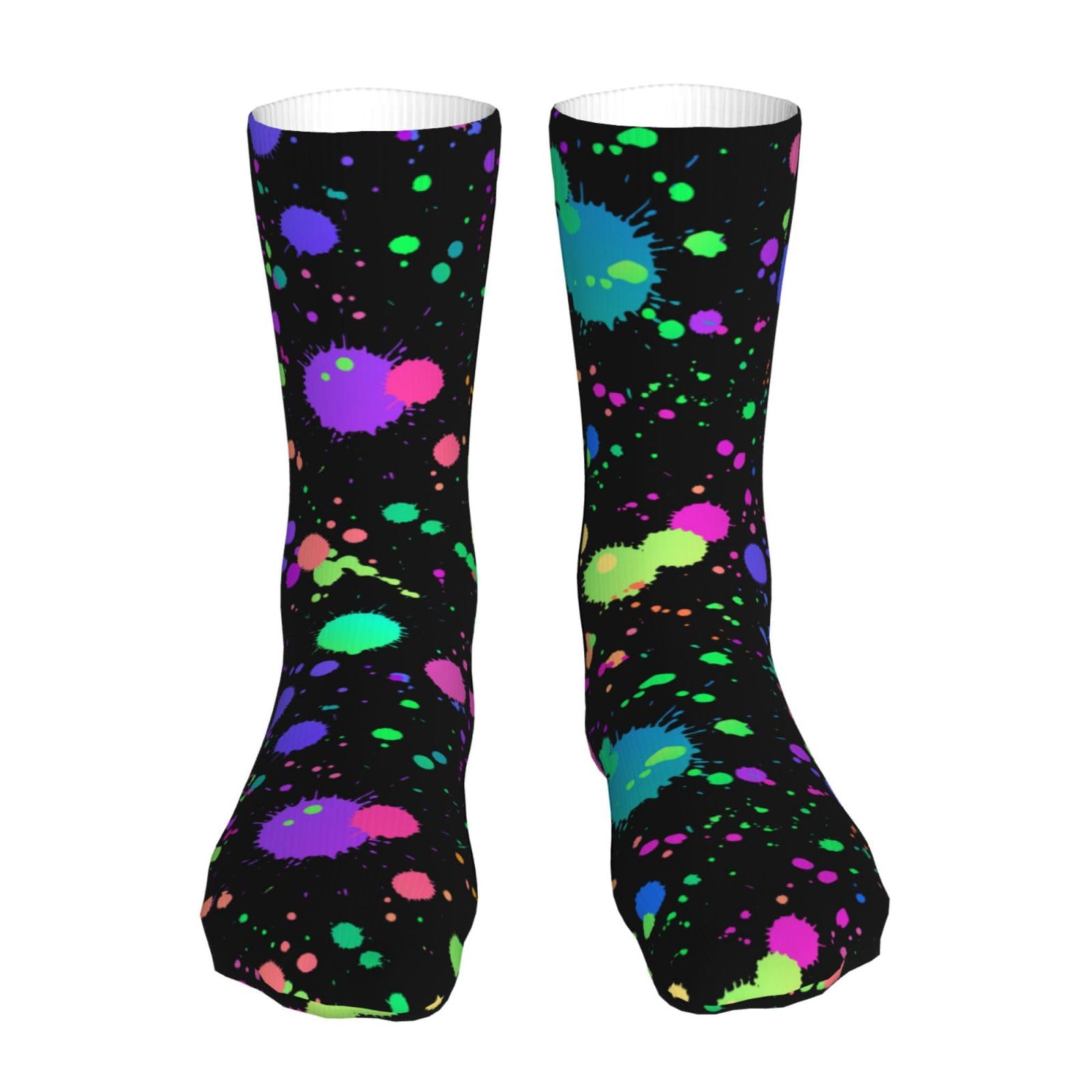 Smazdfxx Unisex As Pic Glow In Dark Splatter Neon Socks Sports S For Running Travel Party 16In